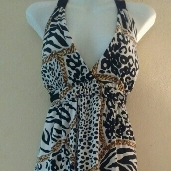 Sensual Animal and Gold Chain Print Dress Size Large - Picture 8 of 8